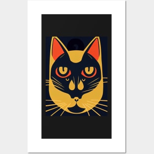 cat halloween orange minimalist Posters and Art